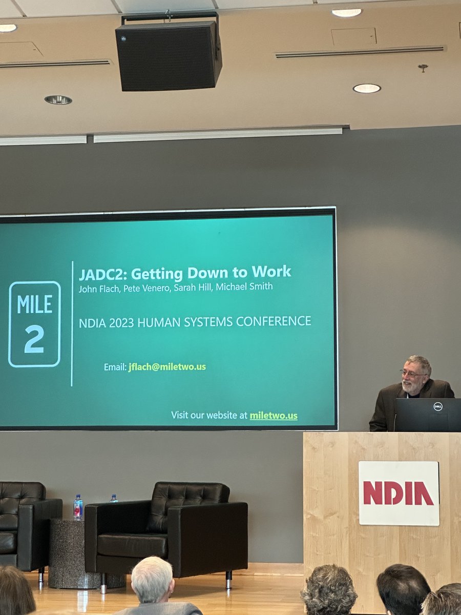 MileTwoLLC's tweet image. John Flach, PhD giving his talk at the @NDIAToday Human Systems Conference today! 

#ndia #humansystems