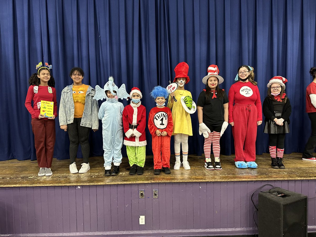 Upper grades enjoying Dr. Seuss Day.