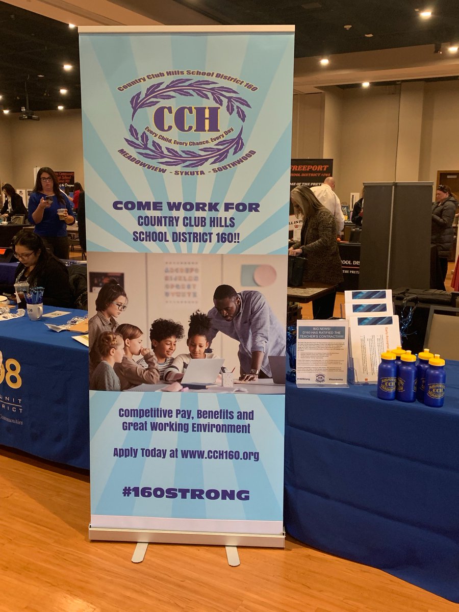 Looking for a great place to work?  Come check out the Country Club Hills School District 160 table at the ISU career fair. Can't make it?  Don't worry, we will also be at the UIC job fair later today as well as the SSHRA job fair on Saturday!!