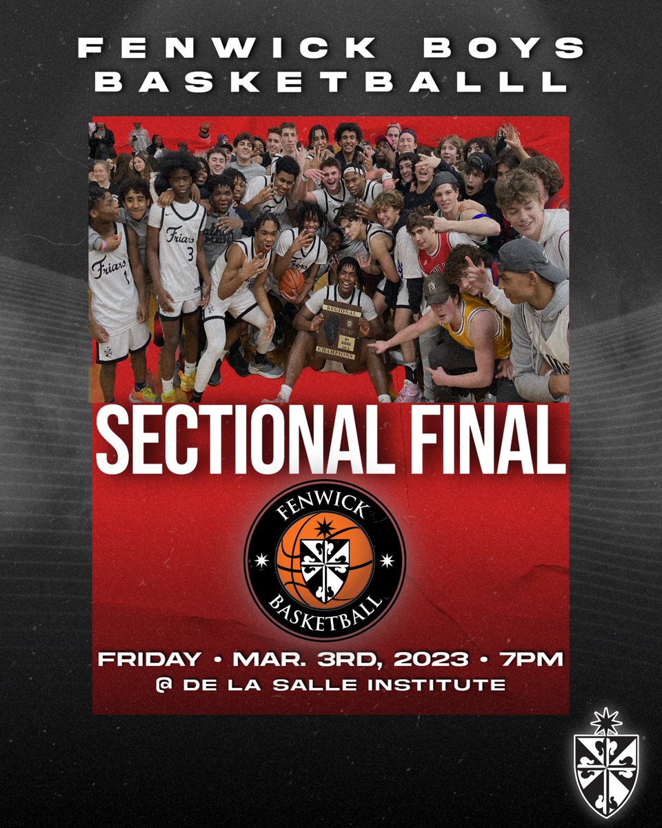 Get your tickets now! 
3 A Sectional Championship game tomorrow night! 
Fenwick Friars vs St. Ignatius! #FriarNation #FenwickHoops 👇🏾👇🏾 

gofan.co/app/events/906…