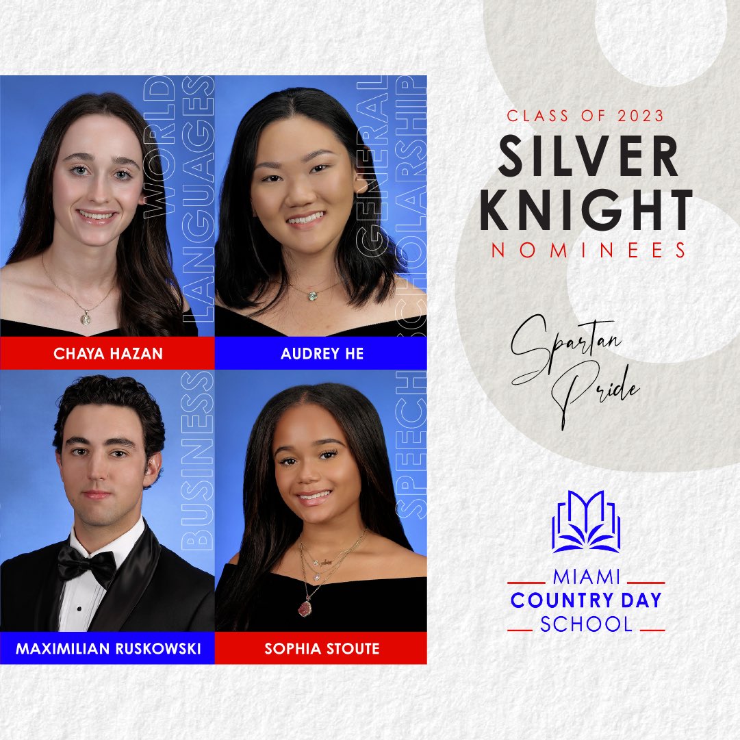 We are thrilled to share this exciting news! Please congratulate the following nominees for the 22-23 Miami Herald Silver Knight Awards:
Hailey Asseus, Caitlin Cherenfant, Chaya Hazan, Audrey He, Sophia Lopez, Danielle Respler, Maximilian Ruskowski, Sophia Stoute.
#Classof2023