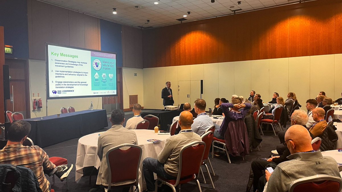 csep_scpe's tweet photo. Dr. Robert Ross &amp; Zach Weston (@CSEP_CEO) dove into international best practice and addressed health outcomes through the #24HourMovementGuidelines  with an incredibly engaged audience at the #YSTConference! 👏🇬🇧

@YouthSportTrust #MakeYourWholeDayMatter https://t.co/2kjDZVZKUF