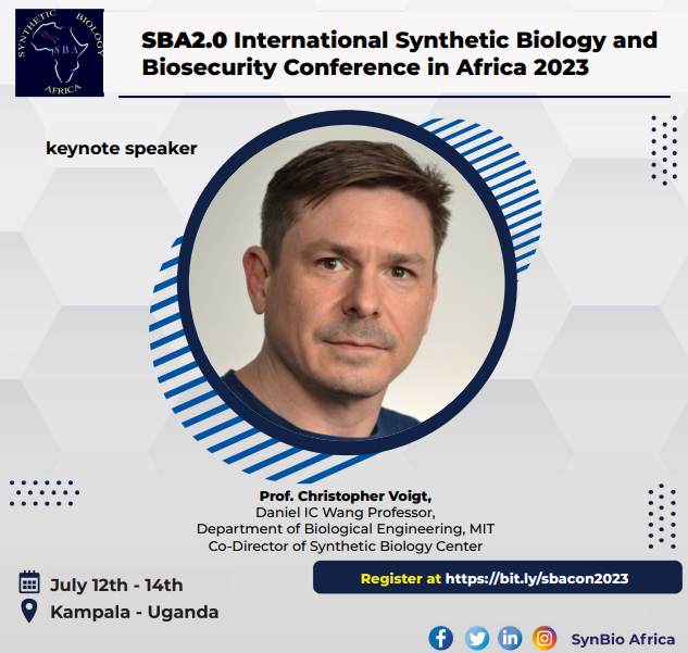 SynBioAfrica's tweet photo. SPEAKER ANNOUNCEMENT 
Prof. Christopher Voigt (@Geneticdesigner) from @MIT Department of Biological Engineering shall be speaking at #SBA2.0 in July this year 
#Register &amp; #Book your ticket here: https://t.co/0qeFWXBXqJ.
Express interest here: https://t.co/462hdxB0YX
#SBACONF2023 https://t.co/838CwHDs4U