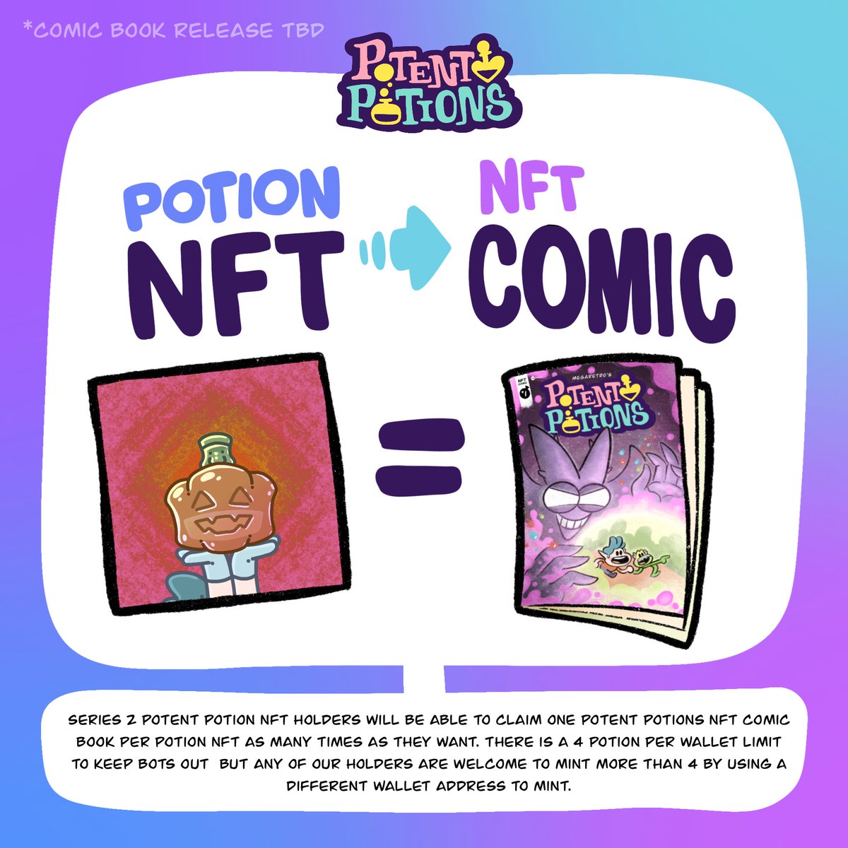 What does holding a Potent Potion come with?❤️

⭐️ Series 2 Holders get access to the upcoming #comics + exclusive Discord channels + exclusive giveaways

⭐️ A true community of people who care

⭐️ Mint.potentpotionsnft.com ⭐️

#comic #NFTCommuntiy