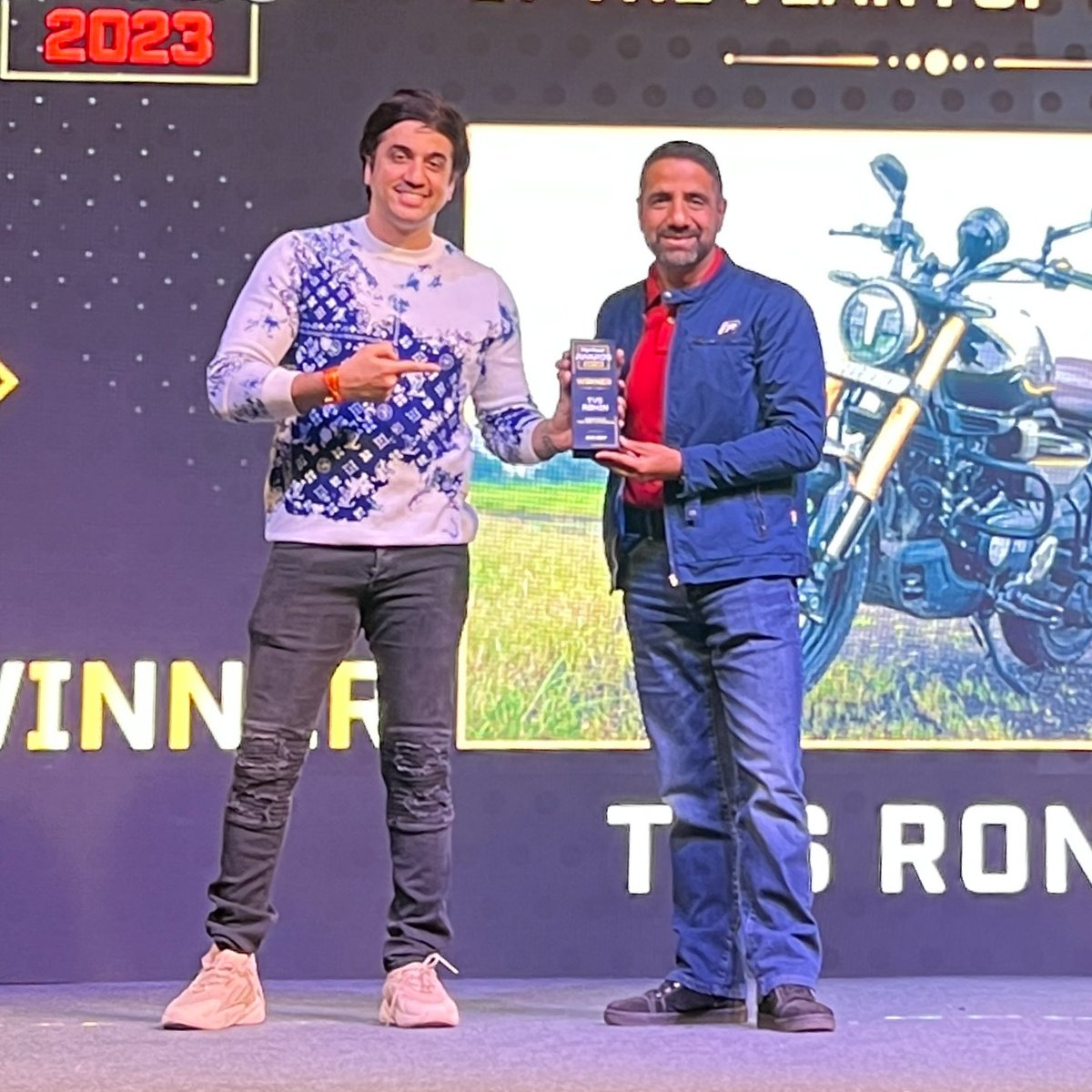 tvsmotorcompany's tweet image. The TVS Motor Company is delighted to announce yet another #Unscripted win in just one week! The TVS RONIN has won the Roadster of the year award again, this time by the prestigious Top Gear Award, 2023.
So it’s your time to ride the ever-stylish #TVSRONIN now!
#TVSMotorCompany