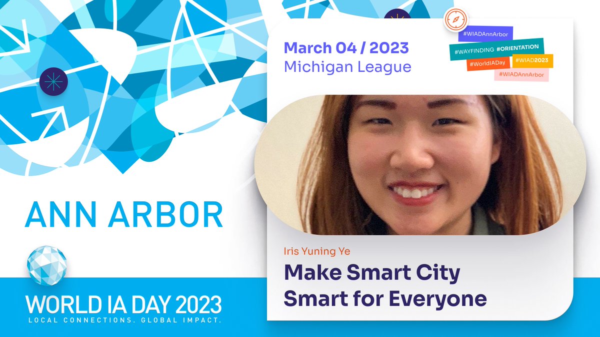 How do we architect cities that serve everyone? Iris Yuning Ye talks about how to make Smart Cities Smart for Everyone at  World IA Day Ann Arbor 2023. Register to attend and learn more! #WIAD23 #Orientation #Wayfinding #WIAD #WorldIADay  #WIADAnnArbor

bit.ly/wiad23