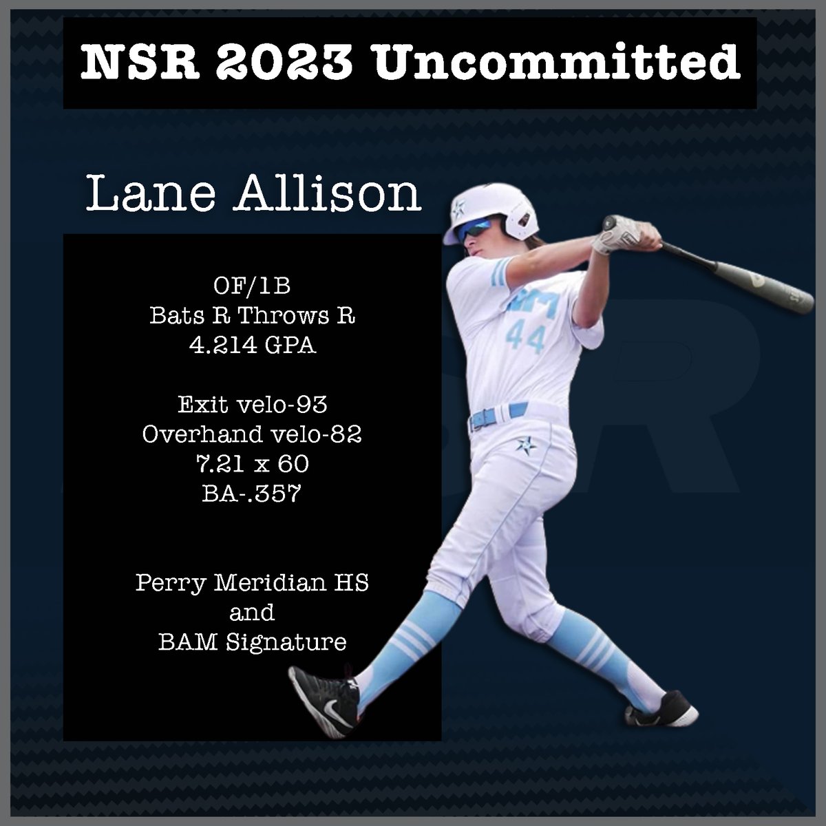 IndianaNsr's tweet photo. 🚨⚾️NSR Indiana Uncommitted 2023 Spotlight⚾️🚨
￼
Lane Allison @lane_44_allison
2023 @PMFalcons_Base and @IN_BAMFAM
RHP/OF/1B

@NSRMidwest 

Lane’s NSR Profile:
https://t.co/gH2yMrLhSm

#uncommitted #classof2023 #baseball #athlete #uncommitted2023 https://t.co/3SMv4iFRuM