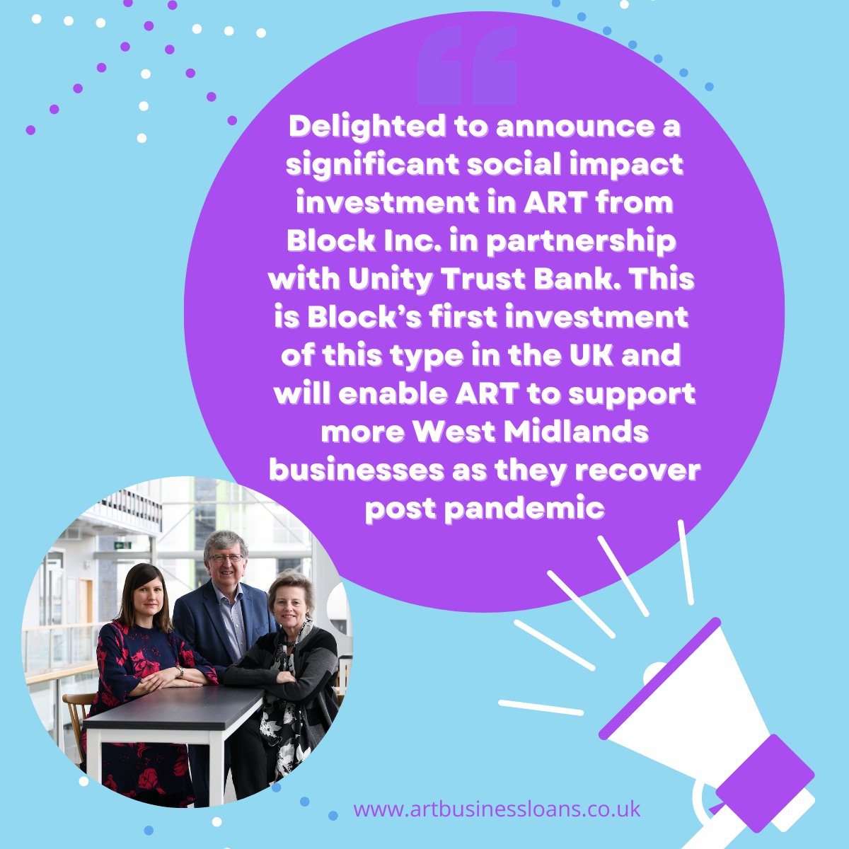 ART_BizLoans's tweet image. Delighted to announce a significant social impact investment in ART from Block Inc. in partnership with Unity Trust Bank. This is Block’s first investment of this type in the UK and will enable ART to support more West Midlands #businesses as they recover post pandemic

@blocks
