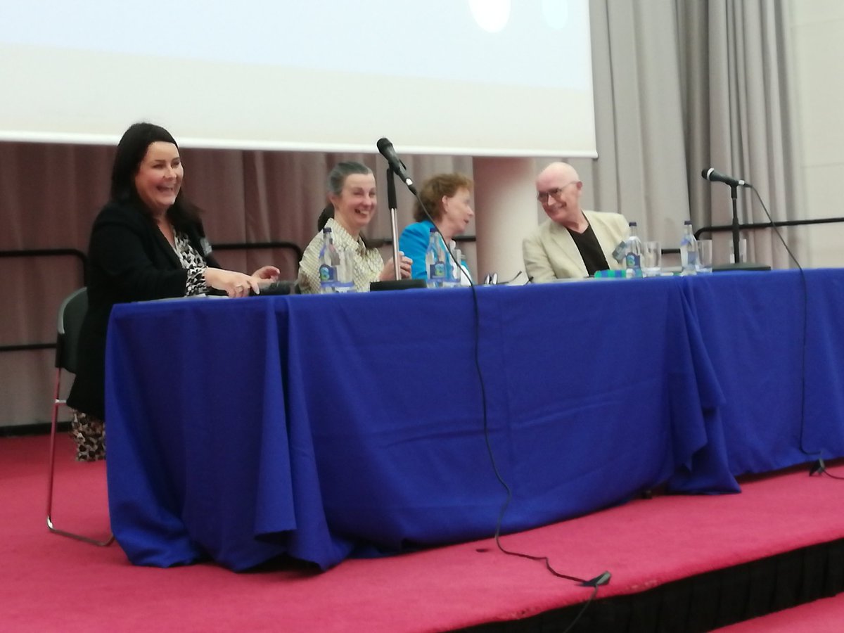 NiamhatMU's tweet photo. Final panel discussion of the #NPTSWI conference with @DorneyLyn @siobhanmcclean Marguerita McGovern & Mark Doel kicks off with some challenging questions about when it #PracticeTeaching doesn't go according to plan. https://t.co/Y3nvW034Jg