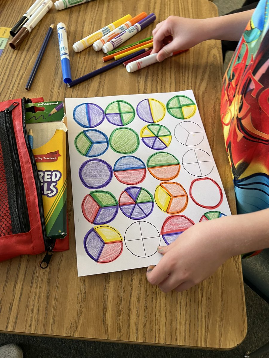 OwensOgres's tweet image. We were inspired by Damien Hirst and his spot paintings. We put a fractions spin on it and came up with these masterpieces. #learningshouldbefun