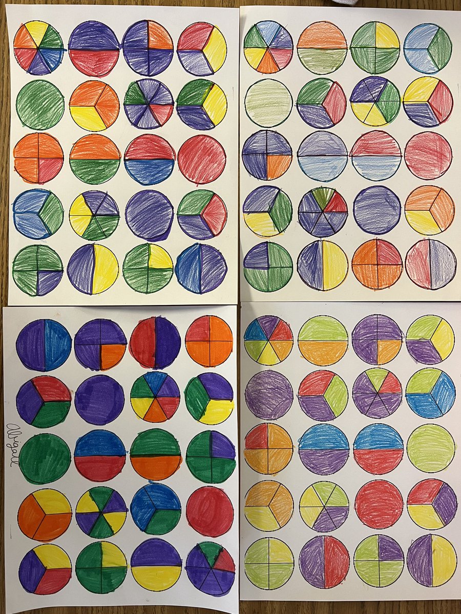 OwensOgres's tweet image. We were inspired by Damien Hirst and his spot paintings. We put a fractions spin on it and came up with these masterpieces. #learningshouldbefun
