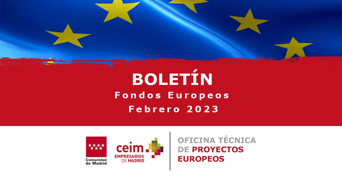 _CEIM_'s tweet photo. 🇪🇺 Nuevo boletín con todas las novedades de #FondosEuropeos
📌 Actualidad europea, noticias, convocatorias de #Ayudas, actividad de la Oficina Técnica de Fondos Europeos #OTPE.
Accede al documento 🔗 https://t.co/h3h1cGdP4t https://t.co/HwivKjTROF