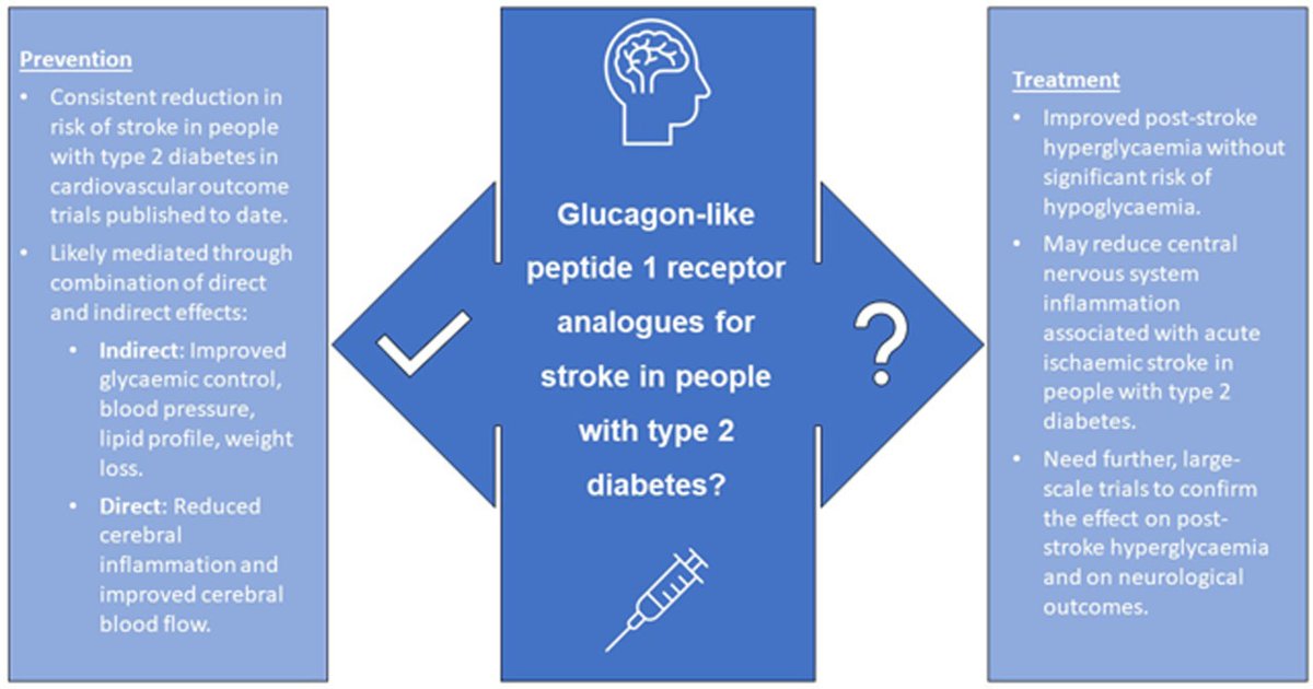 Topical Review: '#Stroke Prevention and Treatment in People With Type 2 Diabetes: Is There a Role for GLP-1 (Glucagon-Like Peptide-1) Analogues?' by @DrDavid_MW et al. #AHAJournals ahajrnls.org/3KO9JHK