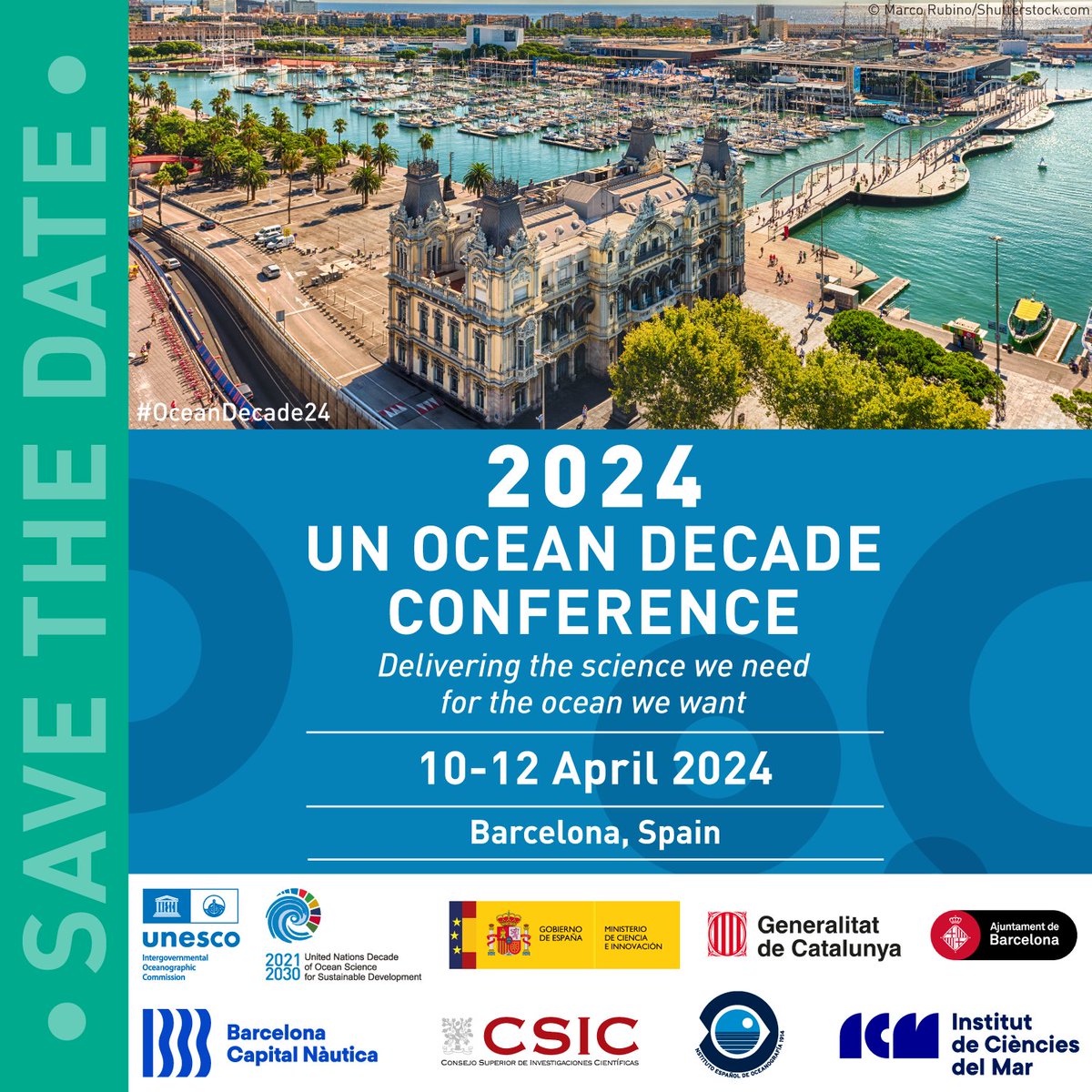 [OCEAN DECADE ANNOUNCEMENT] 📰Mark your calendars 📅📌Three years after the start of the #OceanDecade, a global conference will bring together the Decade community and partners to celebrate achievements &amp; set joint priorities for the future.🌍Read more👉 bit.ly/3SLtmlF
