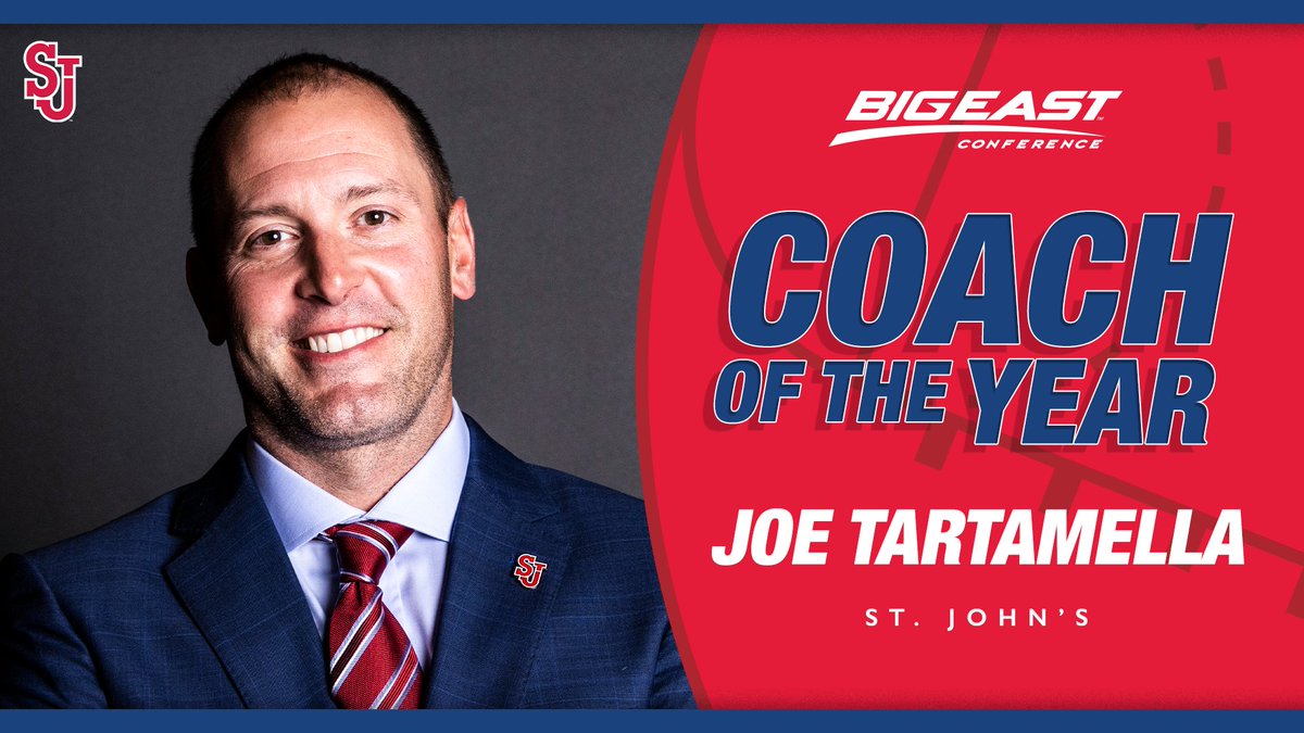 BIG EAST WBB (@bigeastwbb) on Twitter photo Let's dish out some #BIGEASTwbb season awards!
Joe Tartamella (<a href="/SJUCoachT/">Joe Tartamella</a>) is the BIG EAST Coach of the Year after leading <a href="/StJohnsWBB/">St. John's WBB</a> to a record start and the No. 4 seed in the #BEtourney. Let's dish out some #BIGEASTwbb season awards!
Joe Tartamella (<a href="/SJUCoachT/">Joe Tartamella</a>) is the BIG EAST Coach of the Year after leading <a href="/StJohnsWBB/">St. John's WBB</a> to a record start and the No. 4 seed in the #BEtourney.