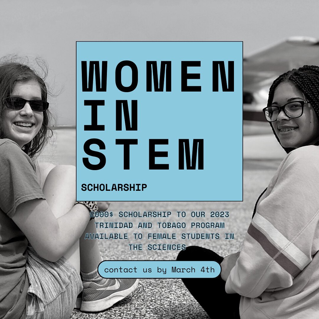 sproutex's tweet photo. Contact Julie Milkie, Director &amp; Founder, at julie@thesproutexperience.org by March 4th, 2023! 
STEM scholarship available to a female student currently in grades 8-12 to our 2023 Trinidad and Tobago program that reduces the tuition by $2,000.
#stem #womeninstem #studenttravel https://t.co/XLOsOpc1bI