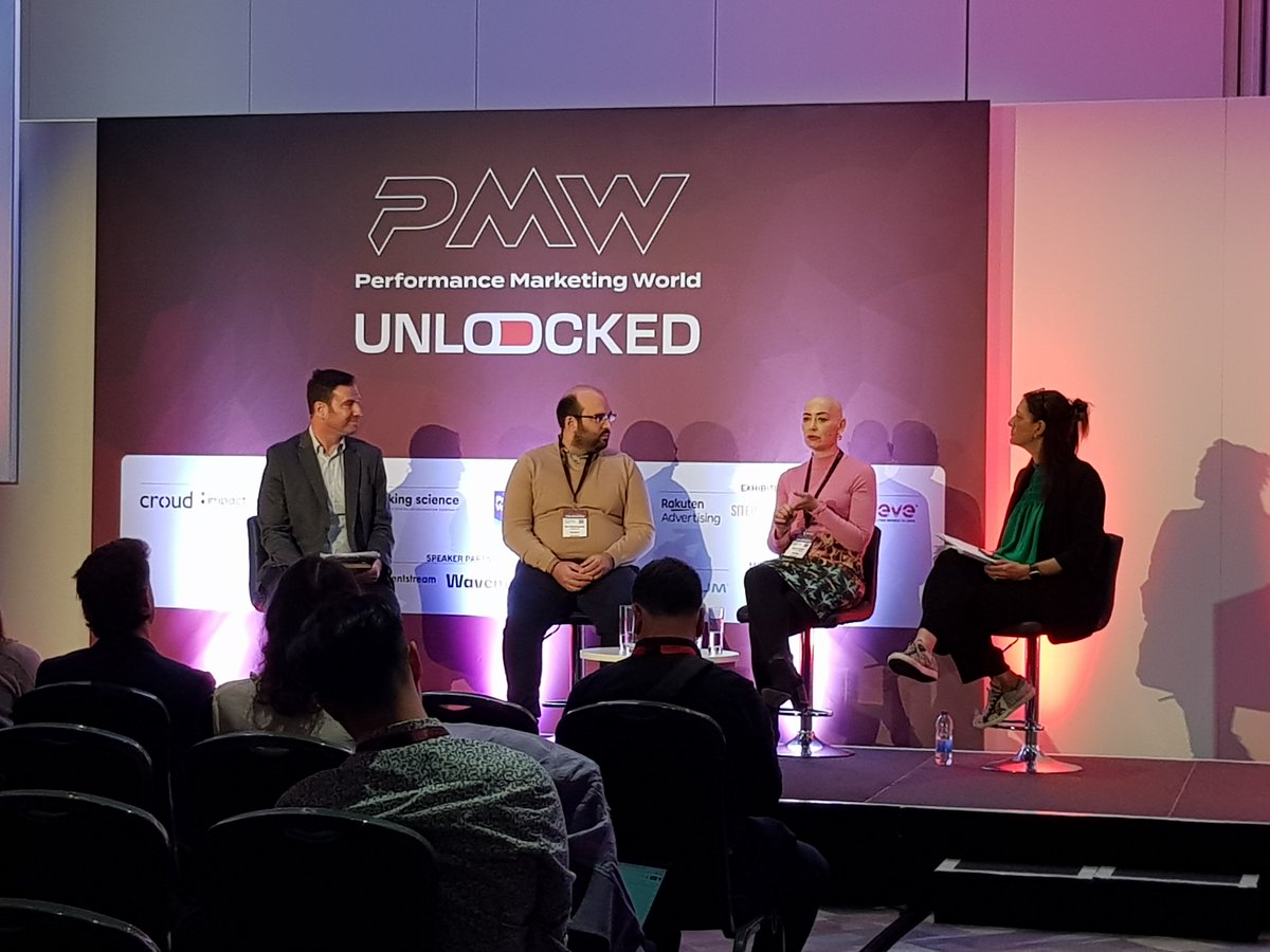 It all happened so fast! Our final panel session of the day is now on -“What does the media mix of the future look like?” with experts  Ilias Tsatalmpadisis, Cathryn Crow and Katrien Grobler from @Superscript and @Sky <a href="/CocoRio_UK/">CocoRio</a>  #performancemarketing #marketing #digital