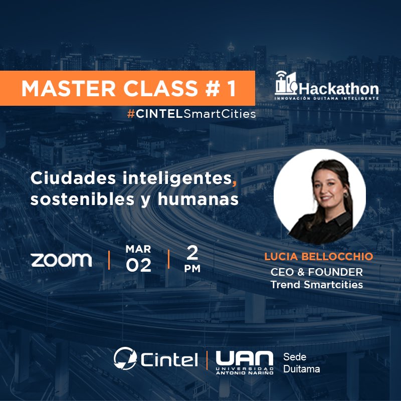 CINTEL (@cintelcolombia) on Twitter photo ¿Te interesan las #SmartCities? ¡Conéctate hoy a las 2 pm a la master class de la Hackaton de #DuitamaInteligente!
Nuestra invitada,<a href="/lubellocchio/">Lucía Bellocchio</a>, <a href="/trendsmartcity/">@trendsmartcities</a>, hablará sobre el rumbo de las #CiudadesInteligentes
Inscríbete en: bit.ly/3y04Aou
#CINTELSmartcities ¿Te interesan las #SmartCities? ¡Conéctate hoy a las 2 pm a la master class de la Hackaton de #DuitamaInteligente!
Nuestra invitada,<a href="/lubellocchio/">Lucía Bellocchio</a>, <a href="/trendsmartcity/">@trendsmartcities</a>, hablará sobre el rumbo de las #CiudadesInteligentes
Inscríbete en: bit.ly/3y04Aou
#CINTELSmartcities