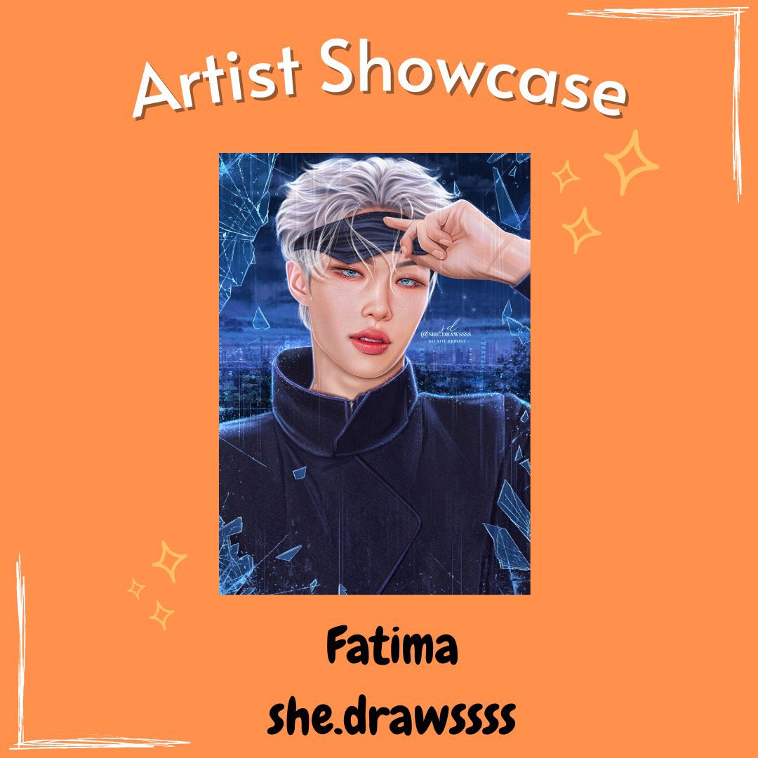 This week’s artist showcase is @SDrawssss! The admins were SUPER excited when Fatima submitted their iconic Mingi artworks. Just imagine his face when he sees himself as Gojo! Be sure to check out Fatima’s etsy shop for prints of their ATEEZ artwork