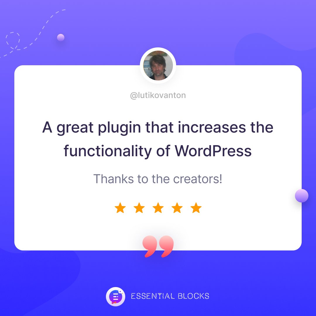 EssentialBlocks's tweet image. At @EssentialBlocks, we are dedicated to helping our users power up their Gutenberg experience. And we are delighted to hear that our users enjoy our features and find them useful for their #WordPress web-building.

Thank you for such kind words. 💙

 #EssentialBlocks #Gutenberg