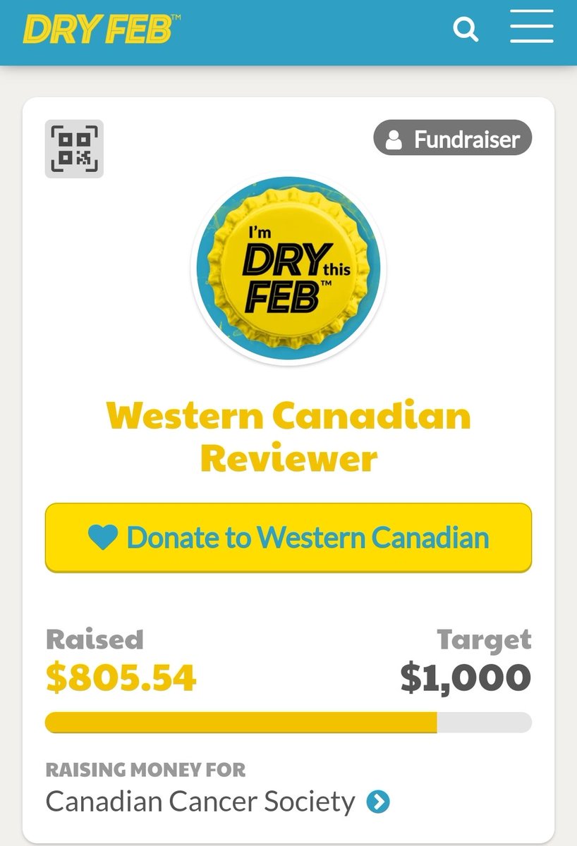 This year I hit a new goal! Over 800.00 raised for @DryFebCA they do keep it open a couple more days of you feel a last min donation is needed! 
Cheers to everyone that donated you guys are awesome! #fCancer #canadiancancer