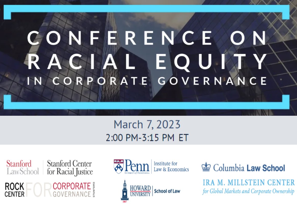 Join us Tuesday 3/7 for a virtual panel on #RacialEquity in #CorpGov. Register here: web.cvent.com/event/c2611bd1…