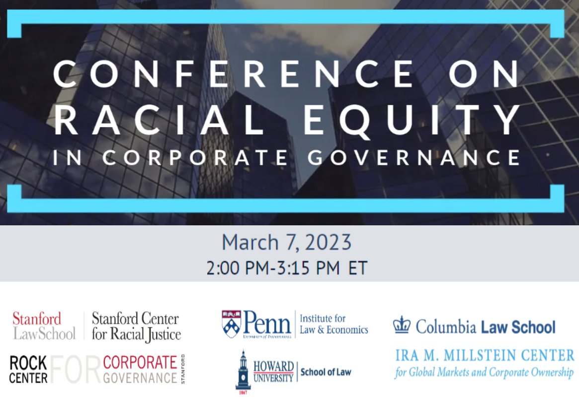 MillsteinCenter's tweet photo. Join us Tuesday 3/7 for a virtual panel on #RacialEquity in #CorpGov. Register here: https://t.co/3NFdV2y9Ey https://t.co/cIB2EzBbKk