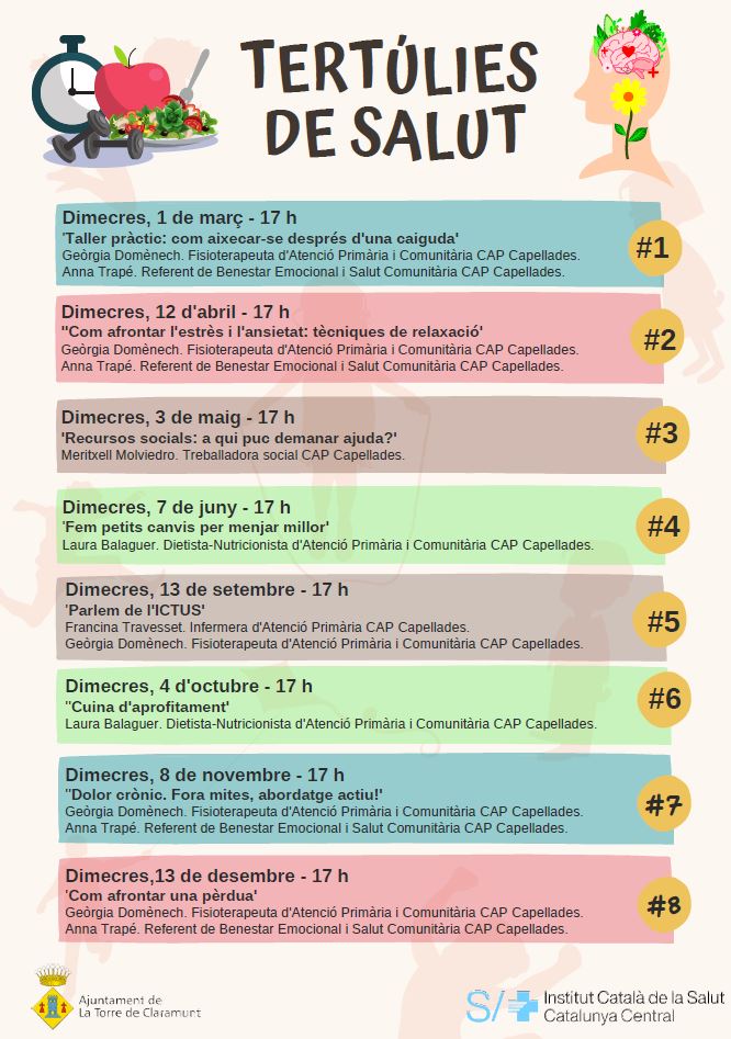 icscatcentral's tweet photo. ❤️‍🩹L’@icscatcentral i l'ajuntament @torreclaramunt ofereixen cada primer dimecres de mes una sessió de ‘Tertúlies de salut’ a la biblioteca. Les xerrades les impartiran professionals del CAP Capellades i tindran temàtiques socials, emocionals, d’alimentació i sobre el físic. ⬇ https://t.co/FXlqXBrepX
