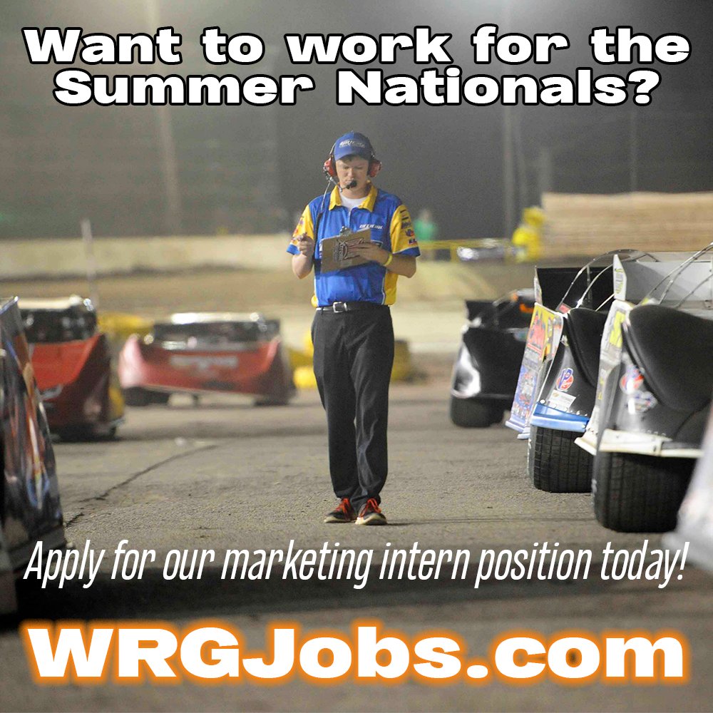 How would YOU like to join the DIRTcar Summer Nationals team❓ If you're in college, head to WRGjobs.com today to apply for our Marketing Intern position! 𝘽𝙚𝙣𝙚𝙛𝙞𝙩𝙨 𝙄𝙣𝙘𝙡𝙪𝙙𝙚: 🎓 College credit 💵 GET PAID! 🏨 Lodging + meals provided