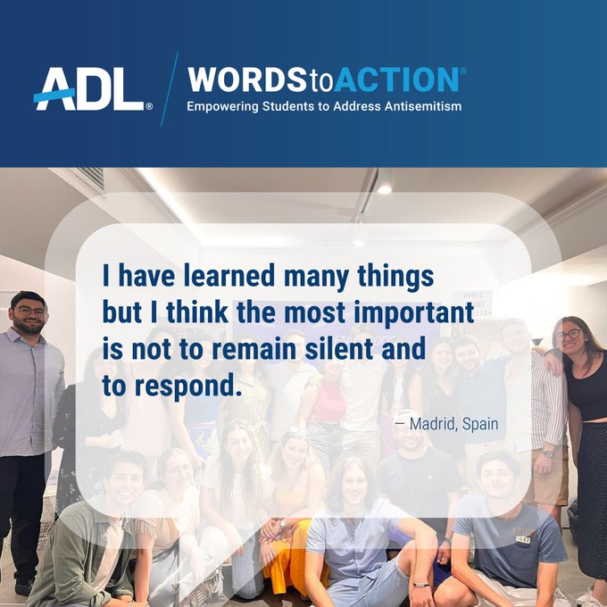 ADL_es's tweet image. En 2022, ADL impartió 51 cursos presenciales de Words to Action® sobre #antisemitismo.  741 adultos jóvenes judíos fueron capacitatos en 12 países europeos. Tras un año, ADL es ahora el mayor capacitador sobre antisemitismo para jóvenes adultos judíos en Europa. #WordsToAction