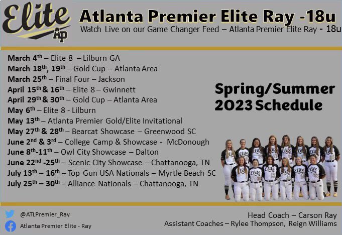 Two more days till our first game day starts!! 🥎🥎 @ATLPremier_Ray #travelsoftball #softball #fastpitchsoftball