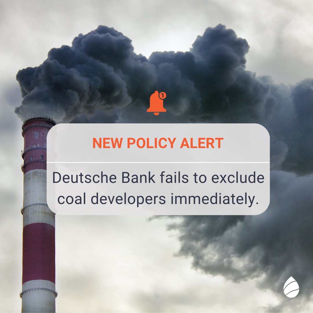 🔴 <a href="/DeutscheBank/">Deutsche Bank</a> has released its new coal policy today... And it's very disappointing.

Deutsche Bank:
❌ fails to exclude coal developers immediately...
❌ That means the bank will be able to keep on financing coal developers, such as <a href="/AdaniOnline/">Adani Group</a> &amp; <a href="/Glencore/">Glencore</a> 💣