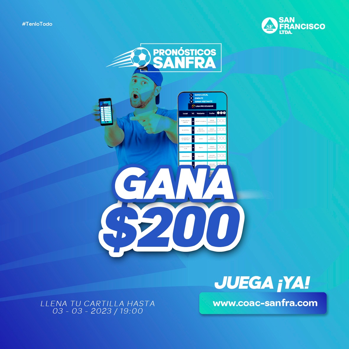 TecnicoUOficial's tweet photo. #PartnerRodillo ๐ดโช๏ธ
Vuelve la #LigaPro vuelve ๐คโฝ๏ธ๐ฅ
#PronรณsticosSanfra
GANA $200 ๐ต๐ต๐ต
Llena tu cartilla hasta las 19:00 del 24-02-2023
Juega ยกYA!
๐ฒhttps://t.co/EF2e5VPaM5 https://t.co/T7ZMlJXpz6