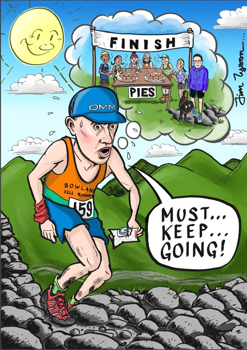 JimTyson73's tweet photo. Pleasure to provide this recent illustration for @ben194 featuring his favourite finish motivation... Pies!
Glad you like it, Ben :-)
@BowlandFell https://t.co/LVwKtWRlQN
