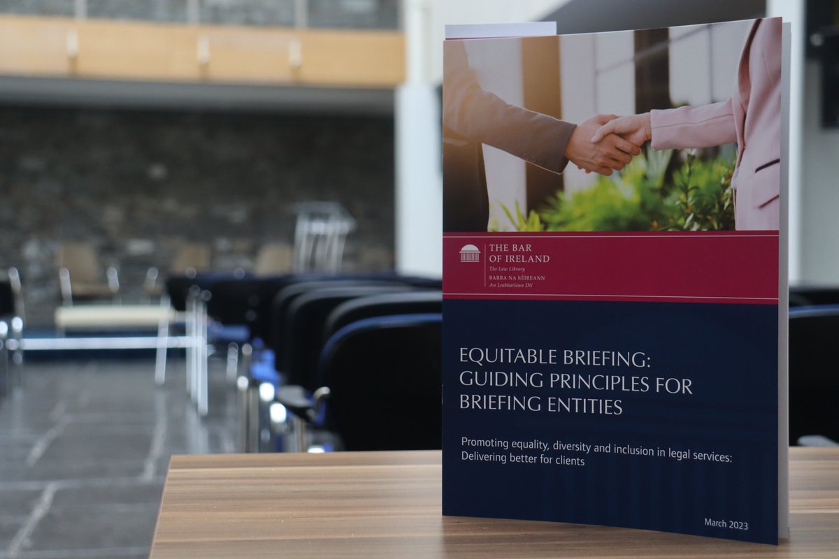 TheBarofIreland's tweet photo. The Bar of Ireland's Equitable Briefing Policy launches this evening with the support and contribution of leaders across the sector. Find out more and get involved at https://t.co/rnU5fedckK https://t.co/lmp3fd1Wow