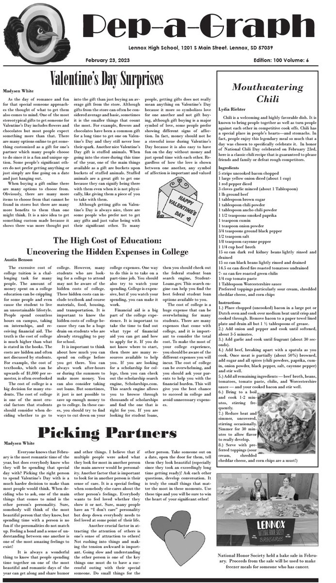 Check out this month's school Pep-a-Graph! 📙 Login anytime at lennoxnews.com