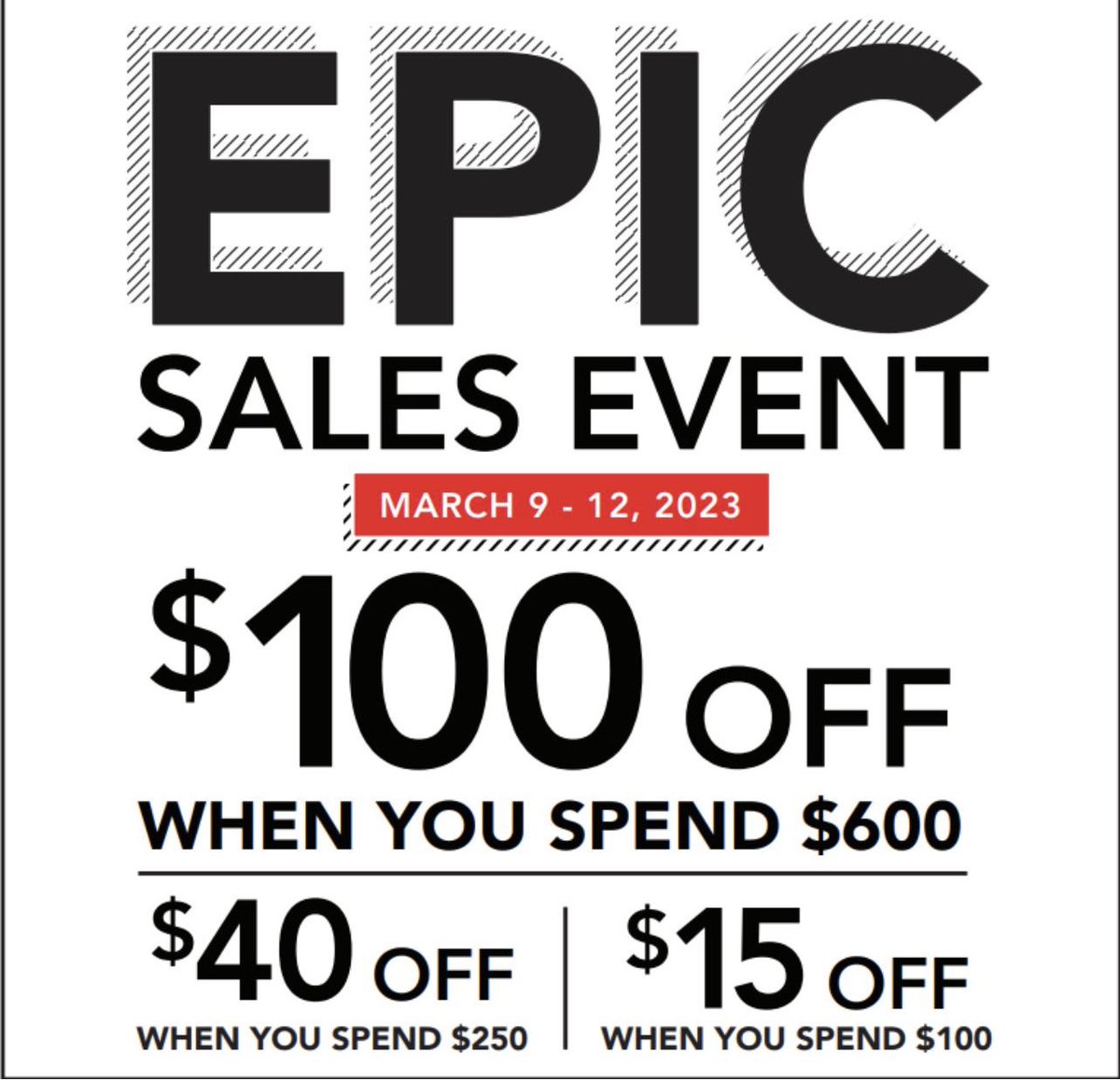 It’s that time again…..come take advantage of our great sales at any Firestone or Tires Plus March 9-12