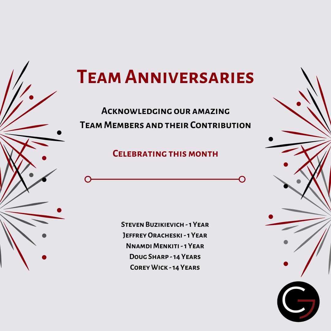 Thank you to all our great team members for the continued success! This month we celebrate our team's work anniversaries!

#coregeomatics #teamanniversaries #teamwork