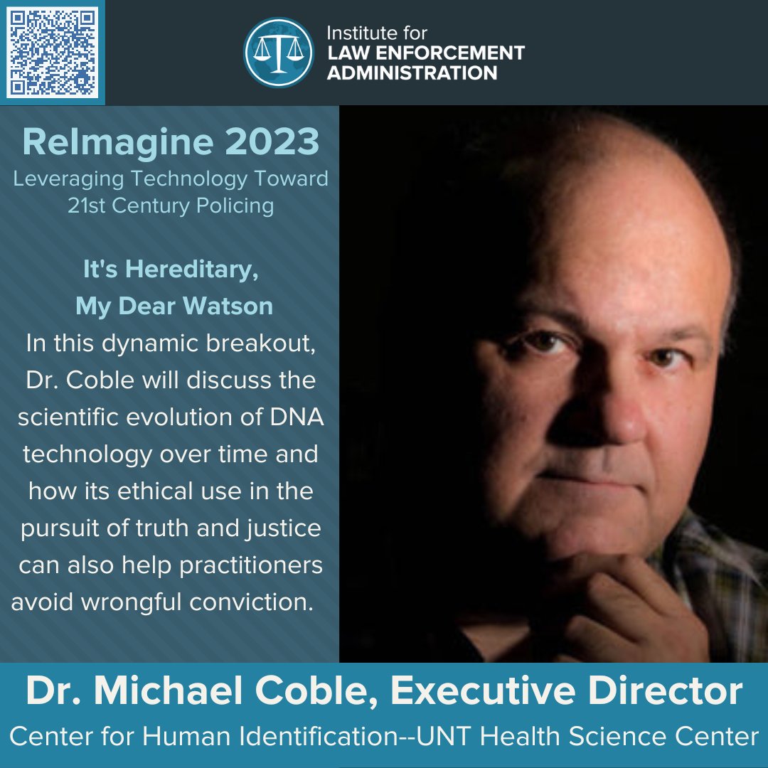 Join us May 03-05, 2023 and hear Dr. Michael Coble discuss how the evolution of DNA technology can help ensure investigative integrity.  pulse.ly/6hxvag0i9g
