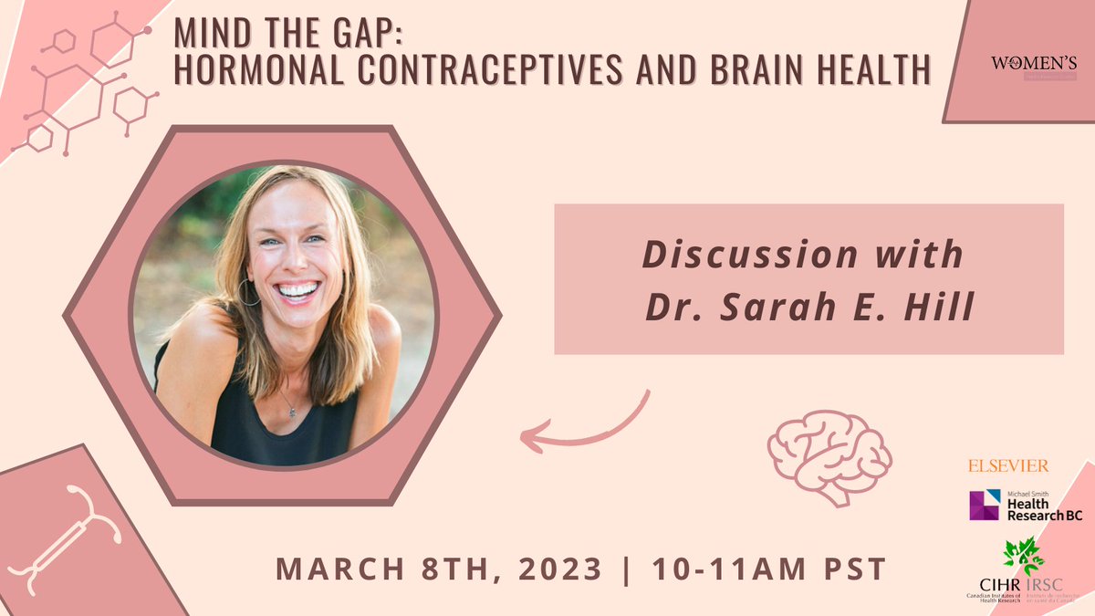 On Mar 8, Dr. Sarah E. Hill will join us to discuss #HormonalContraceptives &amp; #BrainHealth. 🧠Submit questions or topics you would like to hear through this anonymous survey➡️bit.ly/3KmsMbM &amp; Don't forget to register for the session!➡️bit.ly/3eKBrYd