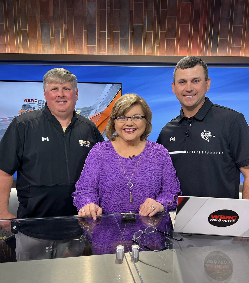 So great to have the head coaches of <a href="/UAB_Baseball/">UAB Baseball</a> and <a href="/UAB_SB/">UAB Softball</a> on Good Day this morning!  Thanks to Coach Casey Dunn and Coach A.J. Daugherty.  Big weekend for both teams.  Blazers baseball takes on Notre dame and Blazers softball will play the Florida gators.  #goblazers
