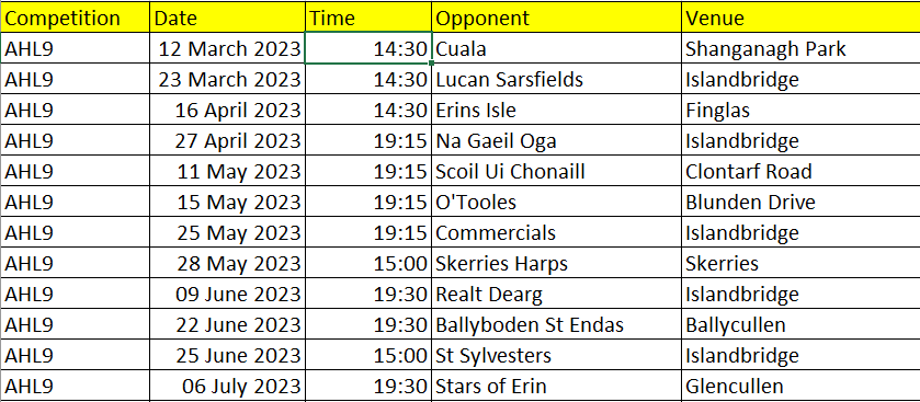 Our ALH5 &amp; ALH9 League fixtures have been released for 2023. Best of luck to all involved. #serviceabú #dublingaa