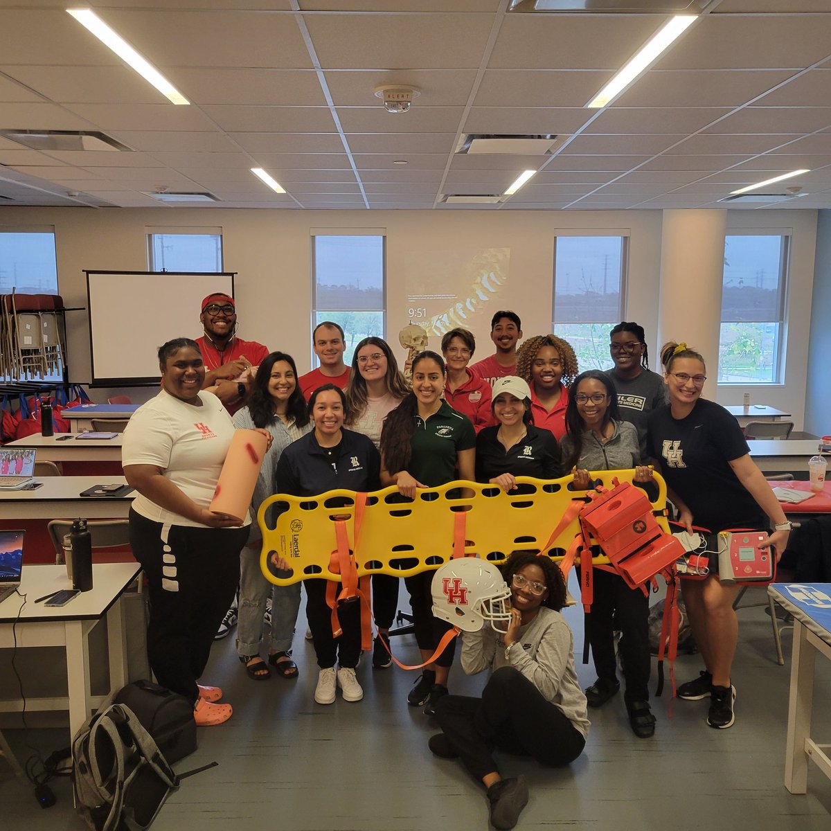LayciJ's tweet photo. Happy National Athletic Training Month from our @uh_mat 1st Year students! https://t.co/iF6cJ7UyAs