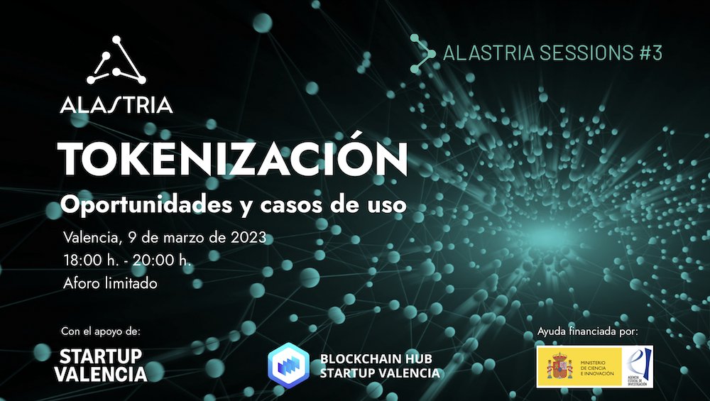 ¿Quieres descubrir las oportunidades de la #tokenización? 🤔

🗓 El próximo jueves 9 de marzo <a href="/Alastria_/">Alastria Blockchain Ecosystem</a> organiza esta jornada con el apoyo del Hub #Blockchain de Startup Valencia que contará con los mejores expertos del ecosistema

¡Inscríbete ya! ✍ inscripciones.alastria.io/alastria-sessi…