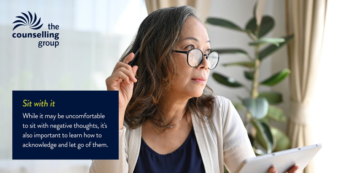 counsellinggrp's tweet photo. When you experience #NegativeThoughts, you might be motivated to find an activity or task that will take your mind off it. While it may be #uncomfortable to sit with negative thoughts, it's also important to learn how to acknowledge and let go of them: https://t.co/0RwpCN6Fi9 https://t.co/kRMAQbZcdC