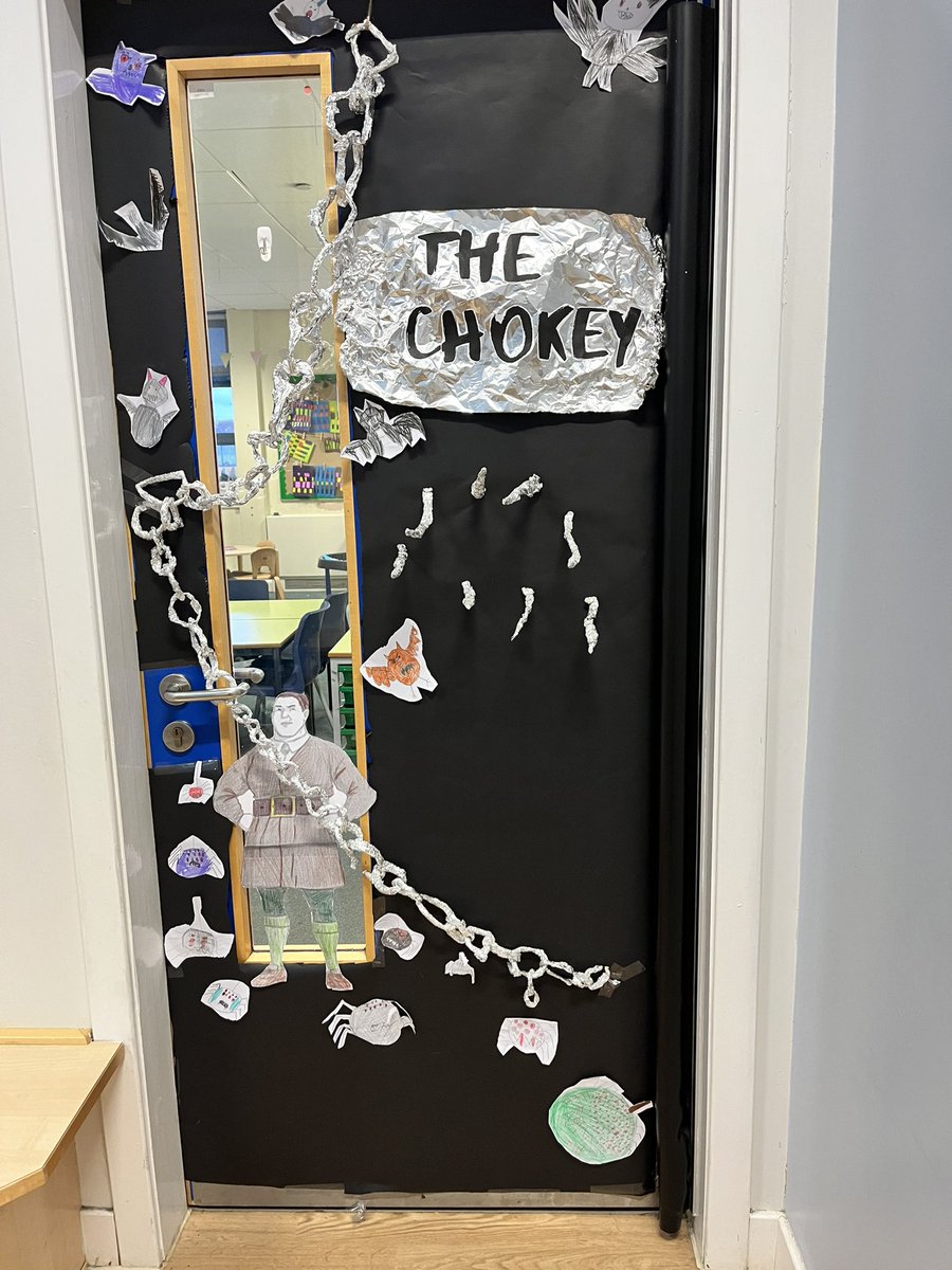 Our Design a Door competition entry for World Book Day! We loved reading Matilda and discussed some of the adjectives we would use to describe the Chokey 😖