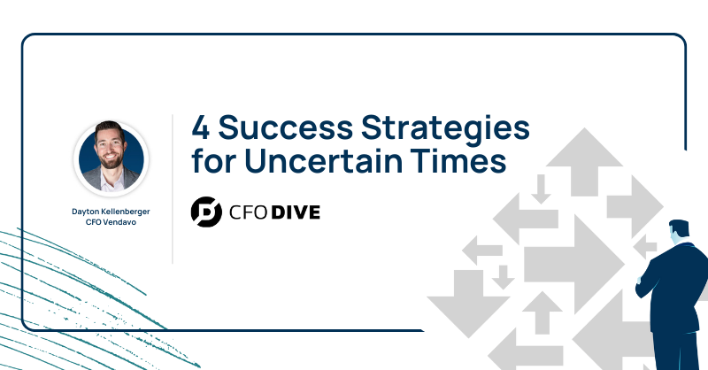 Vendavo's tweet photo. https://t.co/SHUmPrgo01 - The outlook for 2023 remains cautious. Vendavo CFO Dayton Kellenberger explains that despite economic uncertainty, now isn’t the time to sit idle while you wait and see. He offers 4 strategies with in CFO Magazine. #cfo #2023success #uncertainty https://t.co/Y3BGvW6I8d