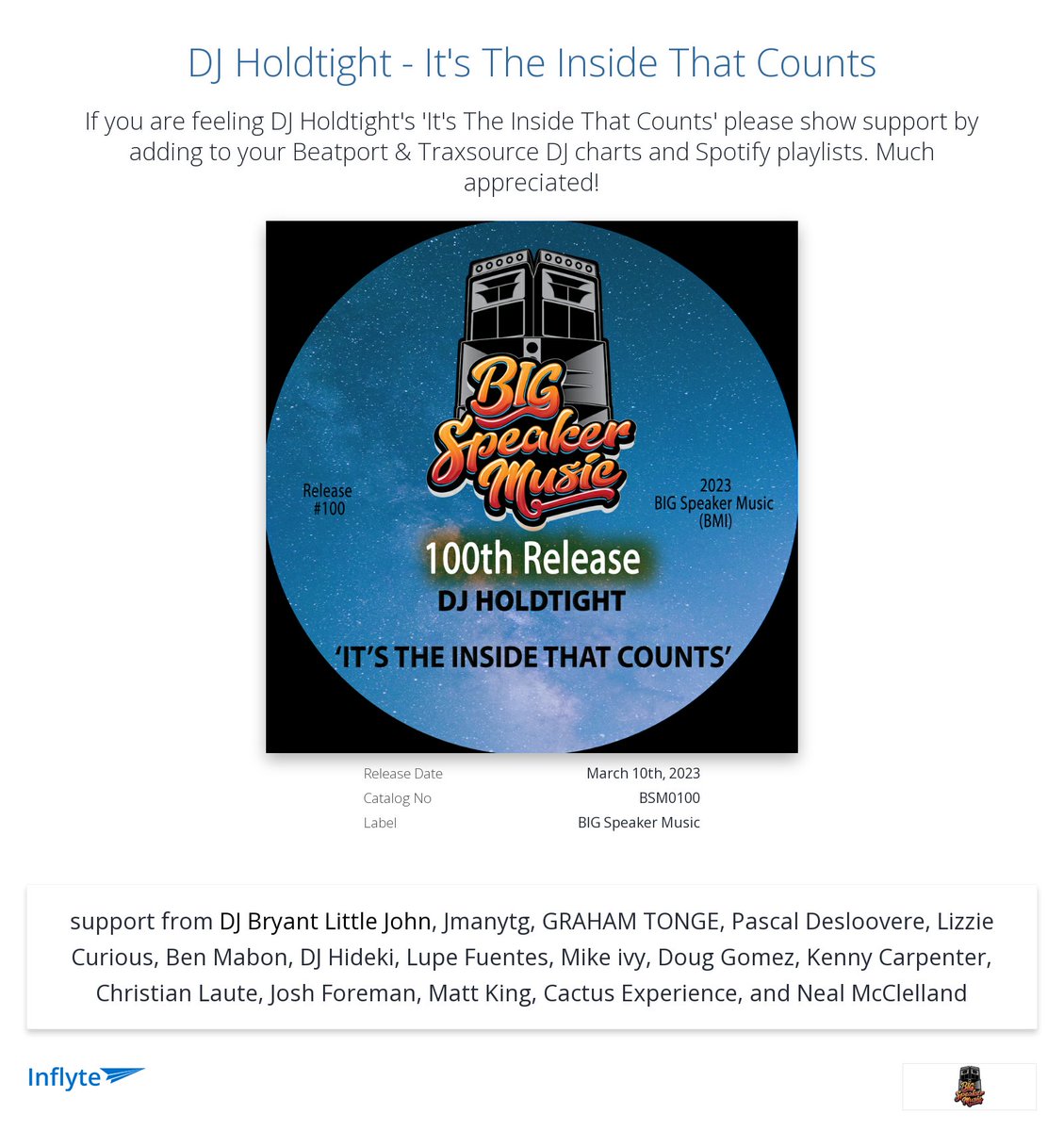 Cheers <a href="/lupefuentes/">Lupe Fuentes</a> for the review "Nice groove and sample, full support" <a href="/djholdtight/">Djholdtight</a>
inflyteapp.com/r/z9a656