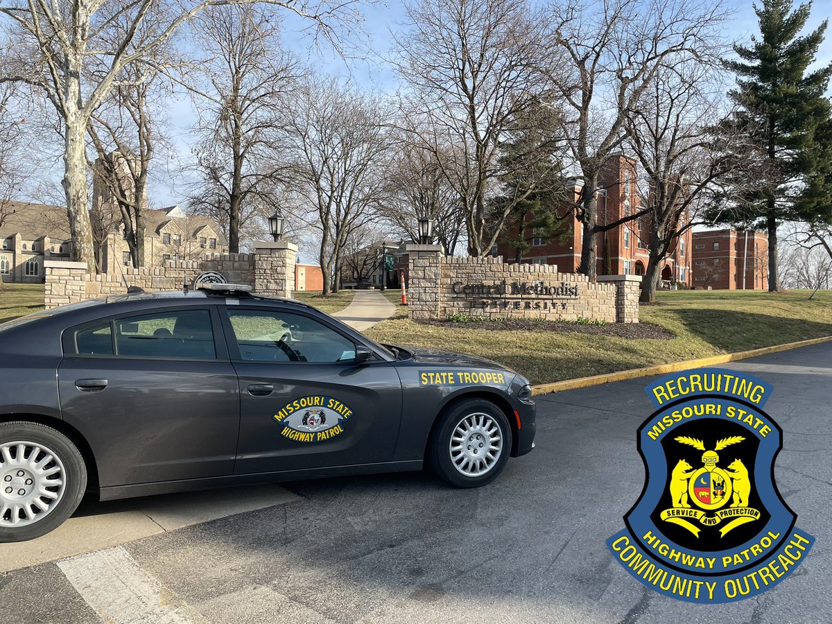 MSHPRecruiting's tweet photo. Trooper Malone will be at his alma mater #CentralMethodistUniversity today for their 2023 Career Expo. Stop by and speak with him about a career with the Missouri State Highway Patrol. @MSHPTrooperF @MSHPTrooperGHQ @CMUCareerCenter https://t.co/BN5f5wCOsR