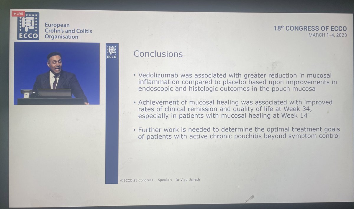 Great to see some evidence for effective treatment in chronic proctitis. Good to see if other drugs follow suit. #ECCO2023